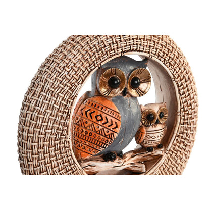 Decorative Figure DKD Home Decor 16,5 x 6 x 25,5 cm Beige Owl Blue Boho (2 Units)-1