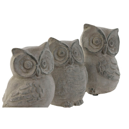 Decorative Figure Home ESPRIT Grey Owl Aged finish 10 x 9 x 14 cm (3 Units)-2