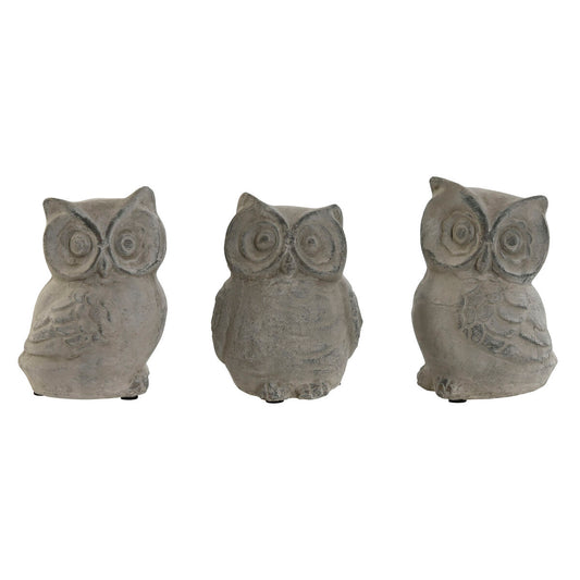 Decorative Figure Home ESPRIT Grey Owl Aged finish 10 x 9 x 14 cm (3 Units)-0